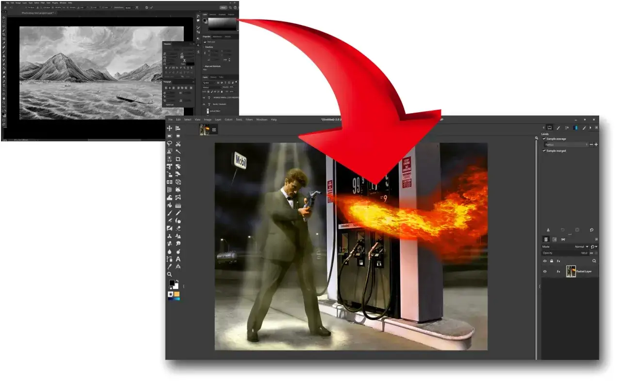 GIMP vs Photoshop interface comparison