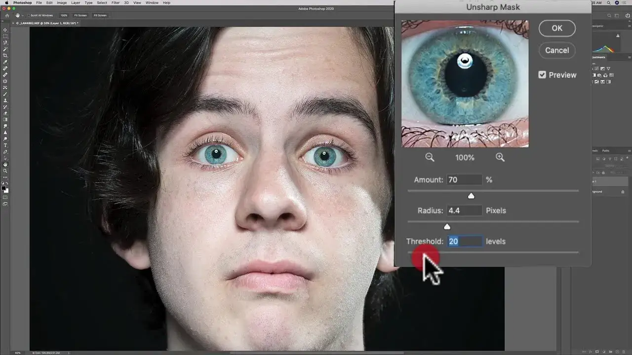Photoshop unsharp mask settings