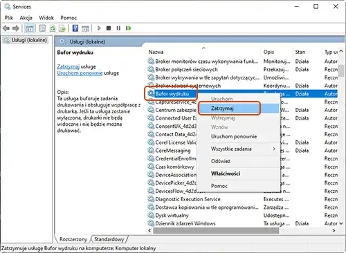 kolejka wydruku windows mac anulowanie