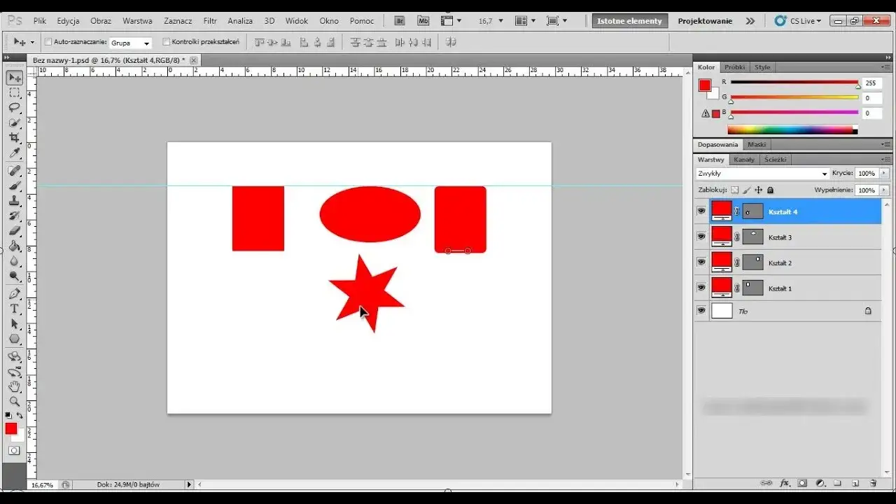 Photoshop narzędzie miarka prowadnice