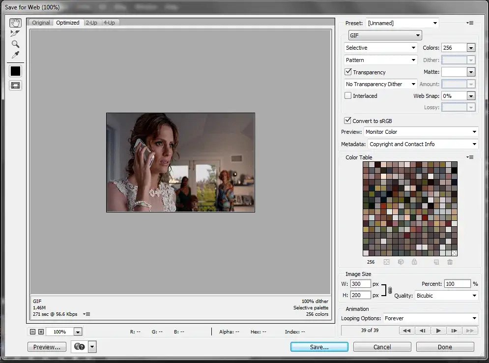 photoshop save for web legacy gif settings